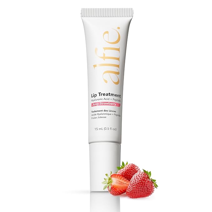 Alfie Hyaluronic Acid Lip Booster -Strawberry Flavor -15ml/0.5 Fl. Oz -Peptide Lip Treatment -Lip Plumper & Filler -Lip Serum & Moisturizer -Lip Volume Hydrating Treatment -Vegan Friendly, Non-Toxic-Velvo Beauty