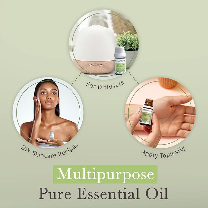 Pranarom USDA Certified Organic Lavender Essential Oil (5ml), 100% Pure Undiluted Therapeutic Grade from French Alps for Aromatherapy, Diffuser, Healthy Skin & Hair, Massage, Relaxation-Velvo Beauty