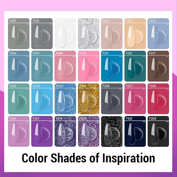 JEWHITENY Poly Gel Nail Kit 28 Colors Nude Gray Glitter with Nail Lamp Base Top Coats Builder Gel All-In-One Set Ideal for Designs DIY At Home Need U V Lamp Curing-Velvo Beauty