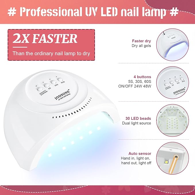 JODSONE Gel Nail Polish Kit with U V Light 36 PCS Classic Black and White Nude and Blue Purple Gel Polish Set with Manicure Tools Suitable for All Sea-Velvo Beauty