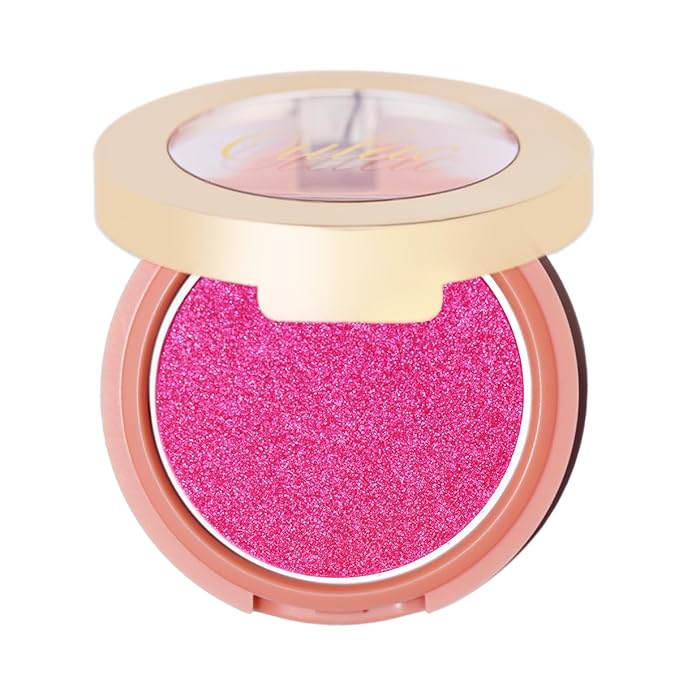 Oulac Luminisers Powdery Blusher for Cheeks Face Glow,Brighten Skin As Highlighter Makeup, Shimmer Blusher,Buildable and Vegan Cosmetics,4.8g F12 Razzmatazz-Velvo Beauty
