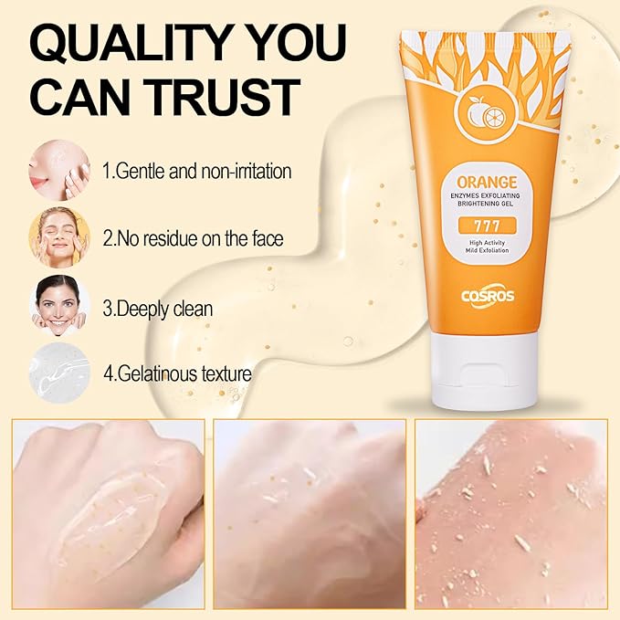 BROUYOUE Orange Exfoliating Gel Scrub for Face and Body Skin, Deep Cleansing Moisturizing Skin Orange Peeling Gel, Natural Orange Exfoliating Gel for All Types Skin (1pc)-Velvo Beauty