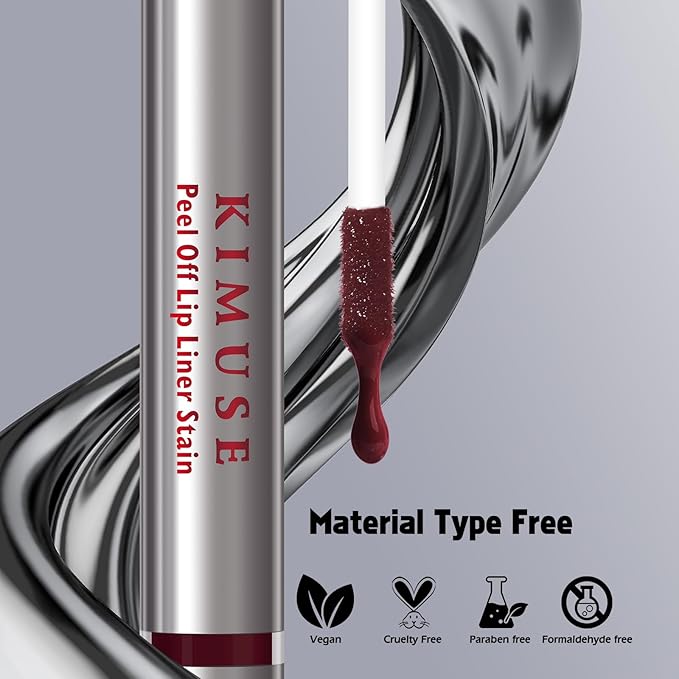 KIMUSE Peel Off Lip Liner Stain, Long Lasting Lip Tint Stain Peel Off, Waterproof, Transfer-Proof, Highly Pigmented Color Peel Off Lip Stain Liner, Matte Finish-Velvo Beauty