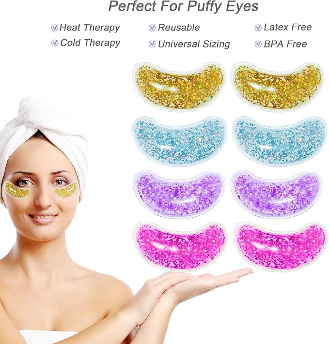 Under Eye Patches for Puffy Eyes, Reusable Ice Gel Eye Pads Cooling Eye Patch Hot Cold Therapy Eye Mask 10Pack-Velvo Beauty