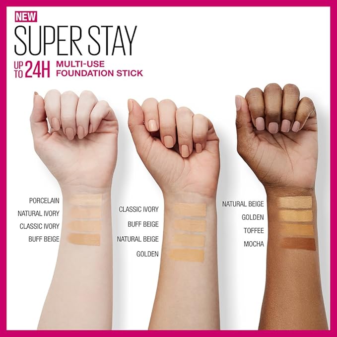 Maybelline New York Super Stay Foundation Stick For Normal to Oily Skin, Classic Ivory, 0.25 oz.-Velvo Beauty