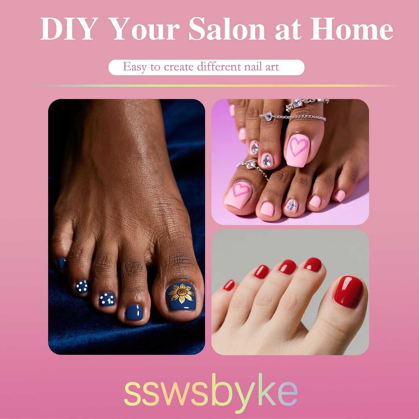 Toe Nail Tips, SSWSBYKE 300 Pcs 15 Sizes Square Round Full Cover Fake Toe Nails Press On Clear Pre-shape Soft Gel Toe Nail Tips Matte Acrylic Nail Extensions DIY Home Salon-Velvo Beauty