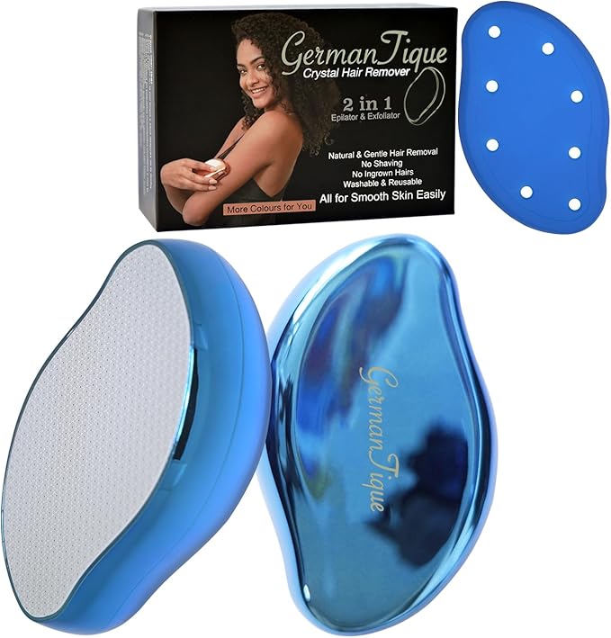 Crystal Hair Eraser,Natural Crystal Hair Remover,Reusable Painless Nano Glass Hair Removal Device Without Shaver,Gentle Crystal Epilator and Exfoliator for Soft Silky Skin(Royal Blue)-Velvo Beauty