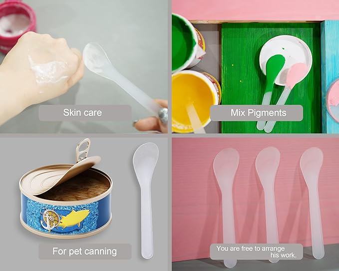 100 PCS of White Color Cosmetic Spatula for Makeup Face Mask Plastic Spoon Disposable Makeup Tools for Mixing and Sampling 4.88'' x 1.06”/Spatulas Skin Care Facial Cream Mask Spatula-Velvo Beauty