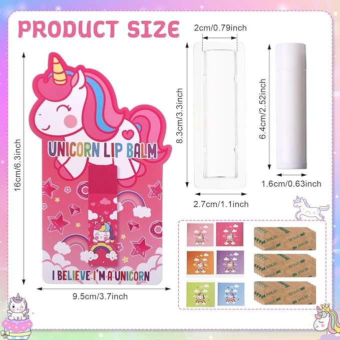 24 Sets Unicorn Party Favors Lip Balms Bulk for Kids Birthday Party Moisturizing Lip Balm for Unicorn Themed Celebration Gifts Lip Care Products for Classroom Rewards Favor Party Supplies-Velvo Beauty