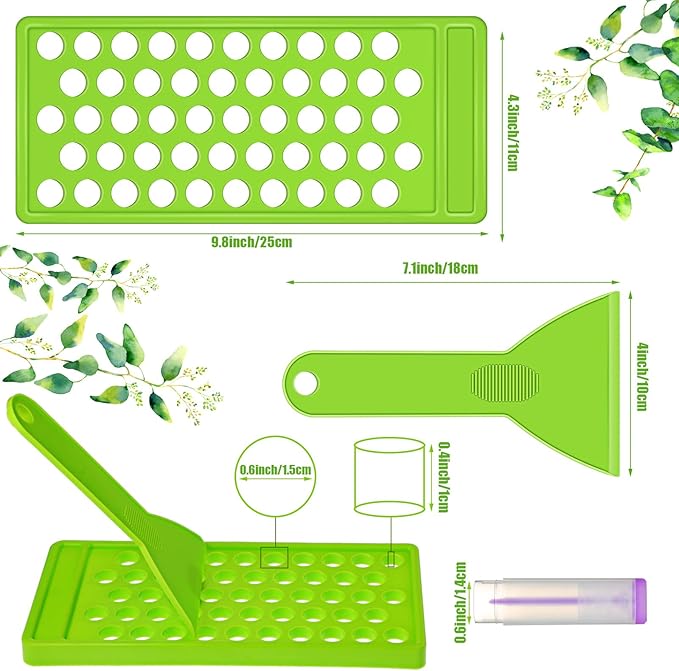 Maitys 2 Sets Lip Balm Tray and Spatula Portable Lip Balm Filling Tray and Spatula Set Lip Balm Tube Holder Lip Balm Tubes Tray Lip Balm Containers Lip Gloss Making Kit(Green)-Velvo Beauty