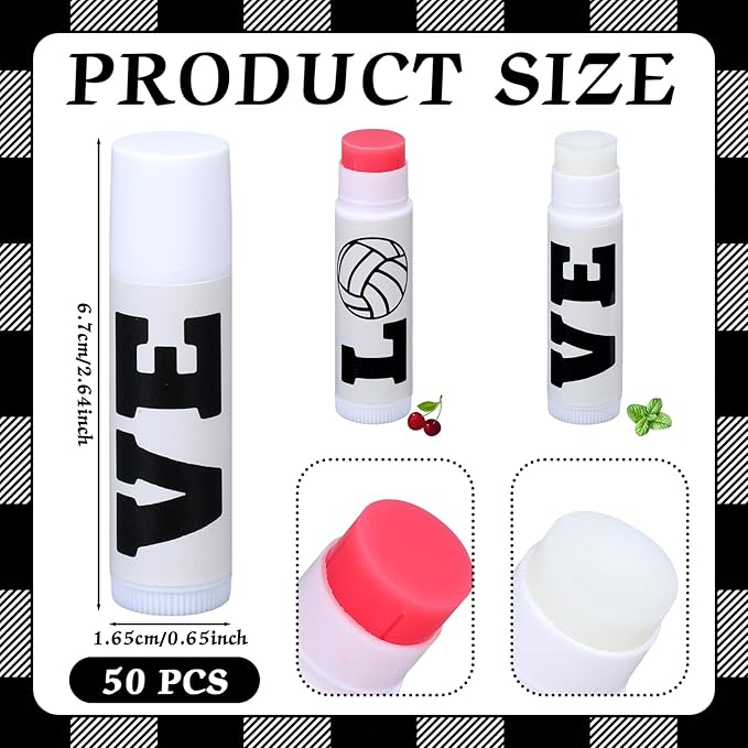 50 Pcs Happy Birthday Lip Balm Bulk Volleyball Moisturizing Lip Gloss with Natural Ingredients Lip Balm Bulk Gifts Baskets Business for Girls Men Women and Children Party (Stylish Volleyball)-Velvo Beauty