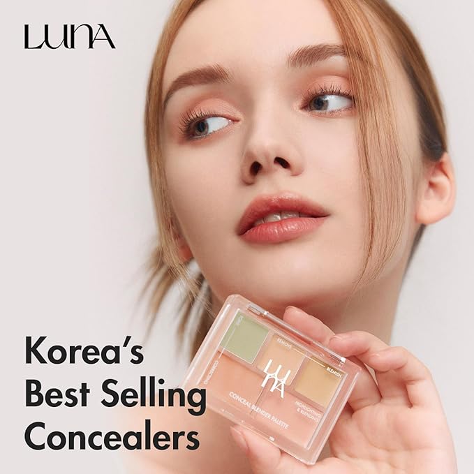 LUNA Conceal Blender Palette 5-in-1 Color Correcting and Concealing Makeup with Beige, Green, Vanila, Medium Peach and Pure Bright Buildable Coverage for Redness, Dark Circles and Blemishes-Velvo Beauty