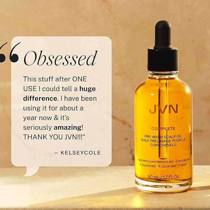 JVN Pre-Wash Scalp Oil & Hair Treatment Oil, Pre Shampoo Dry Scalp Treatment, Scalp Cleansing Oil for All Hair Types, Sulfate Free (1.7 Fl Oz)-Velvo Beauty