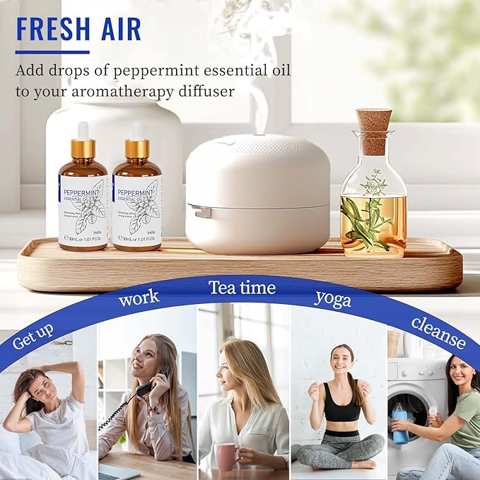 HIQILI 1 Fl Oz Peppermint Oil, for Homemade Spray, Diffuser, 100% Pure Natural 30ML-Velvo Beauty