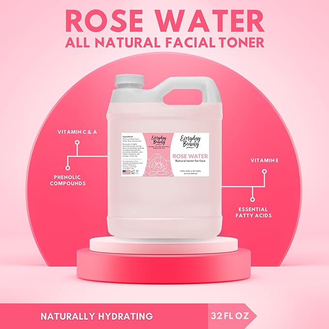 Rose Water Facial Toner - 32oz Bulk Alcohol-Free Vegan All Natural Refreshing for Face and Hair - Uplifts, Calming & Soothing for All Skin Types-Velvo Beauty