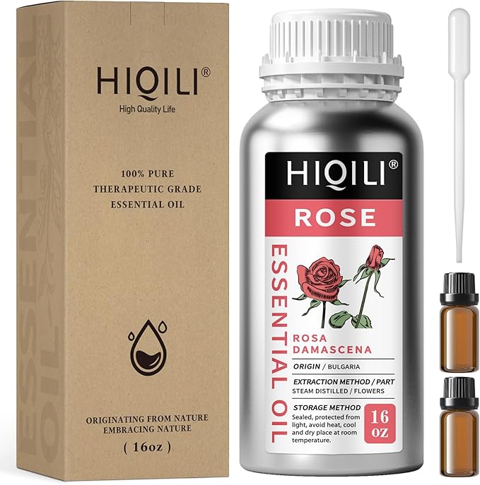 HIQILI Rose Essential Oil for Diffuser, Soap, Perfume & Candle Making - 16 Fl Oz-Velvo Beauty