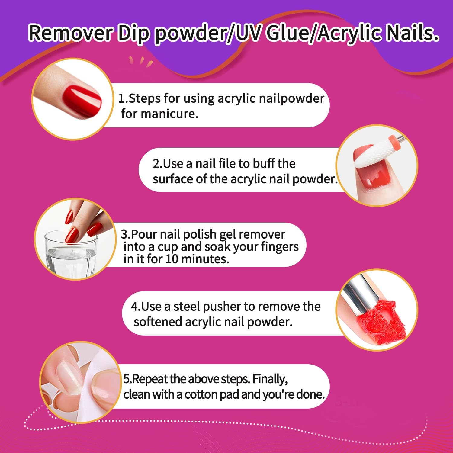 Nail Polish Remover Kit Nail Glue Remover & Nail Brush Cleaner Professional Nail Remover Quickly Clean Nail Brushes with Glass Cup Nail Cleaning pads for Nails-Velvo Beauty