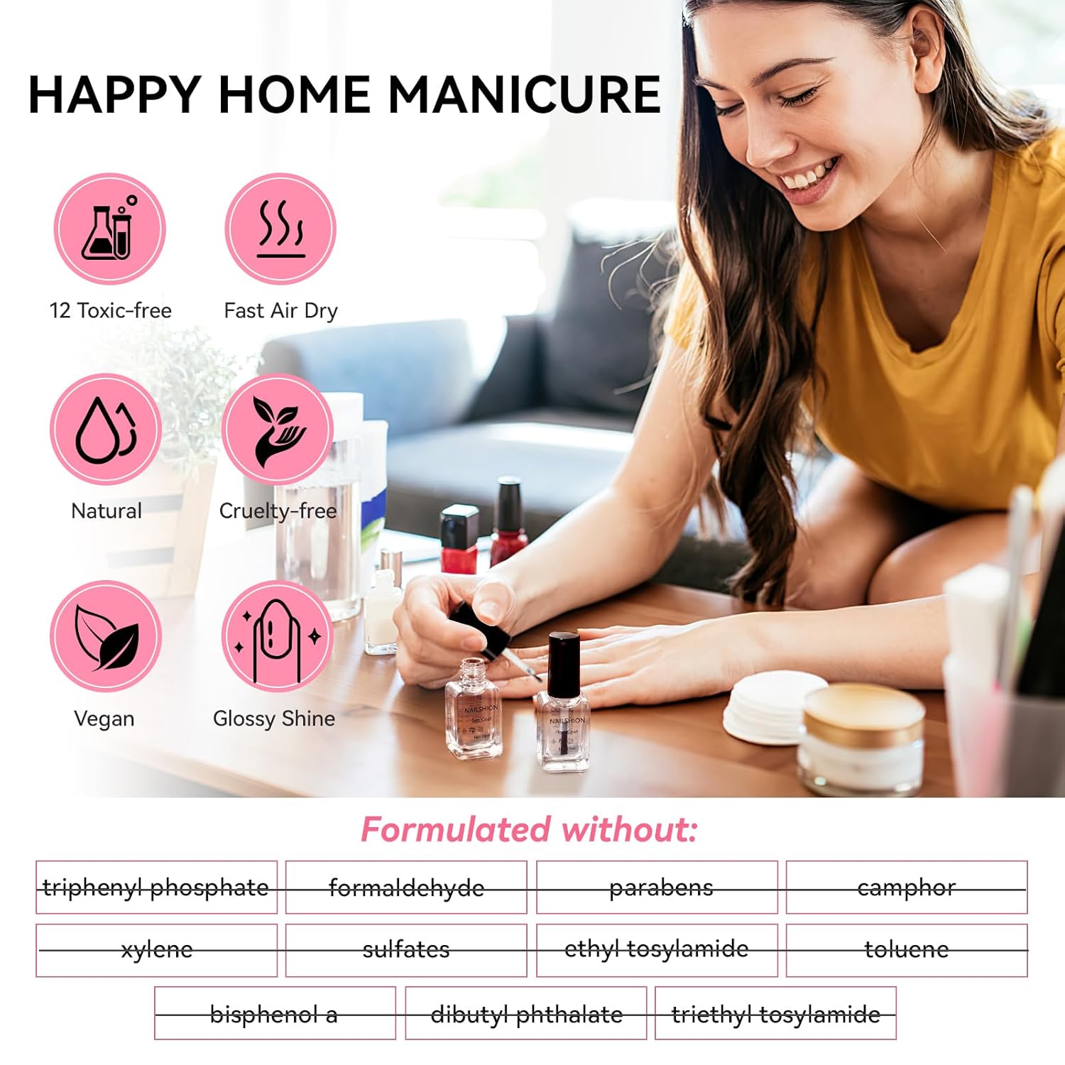 2Pcs Top Coat for Nail Polish, Quick Air Dry Clear Regular Nail Polishes High Shine Finish Long-Lasting Color Protection No Chip Vegan Hema-free Non-gel Salon Nail Art Gift for Women-Velvo Beauty