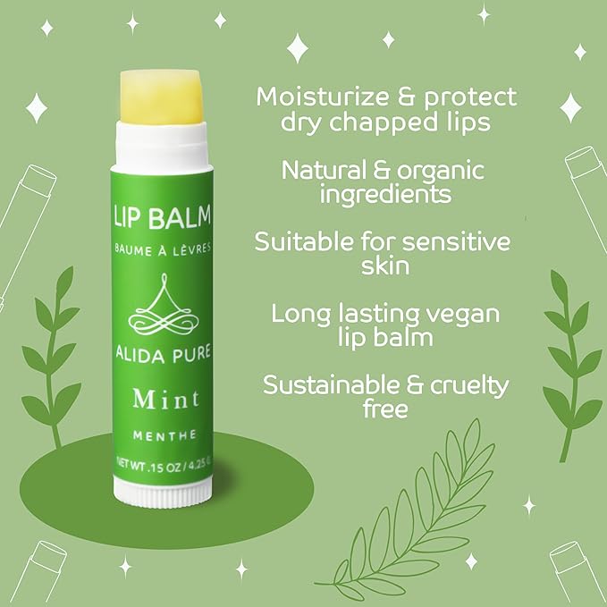 Mint Lip Balm Collection, Vegan Lip Balm Set, Beeswax Free, with Avocado Oil, Organic Jojoba Oil, and Vitamin E, Natural Moisturizer for Dry, Chapped Lips, 5 Tube Set-Velvo Beauty