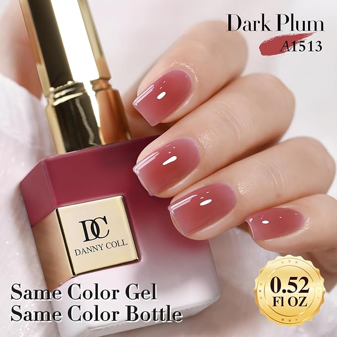 Double Rhythm 0.50 OZ Translucent Gel Polish Same Color Same Bottle Sheer Pastel Neutral Natural Milky 15 ML Jelly UV Nail Art DIY at Home (Deep Purple Pink-A1513)-Velvo Beauty