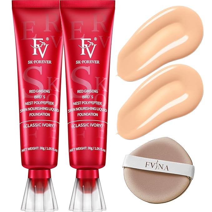 FV Waterproof Foundation, Lightweight & Medium Coverage Foundation with Matte Finish, Oil Control Long Lasting Liquid Foundation Makeup for Oily Normal Skin (Classic Ivory)-Velvo Beauty