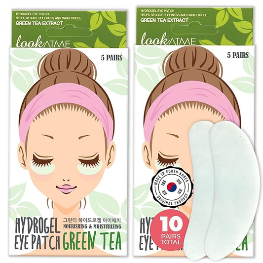 Look At Me Under Eye Patches (10 Pairs). Korean Skin Care Green Tea Hydrogel Eye Patch/Eye Pads. Dark Circle Remover and Collagen Eye Mask for Puffy Eyes. Gel Under Eye Brightener/Eye Depuffer-Velvo Beauty