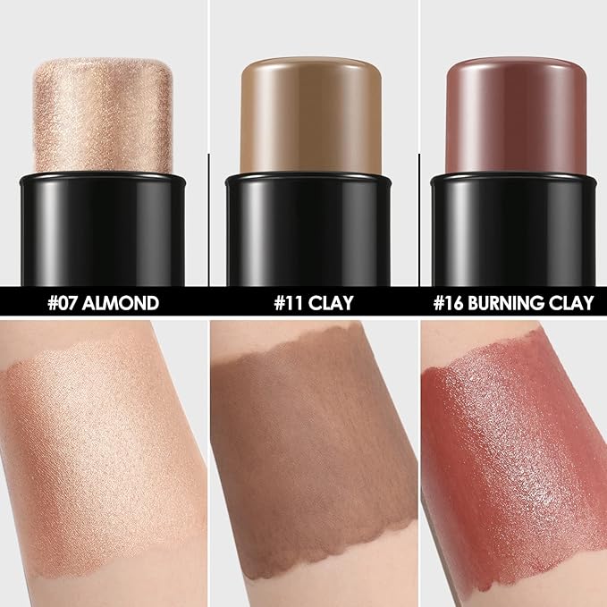 FOCALLURE 3 Pcs Cream Contour Sticks,Shades with Highlighter & Bronzer & Blush,Non-greasy Long-wear Face Contouring Pen,Easy to Sculpt the Face and Create a Lightweight Finishing Makeup,MEDIUM-Velvo Beauty