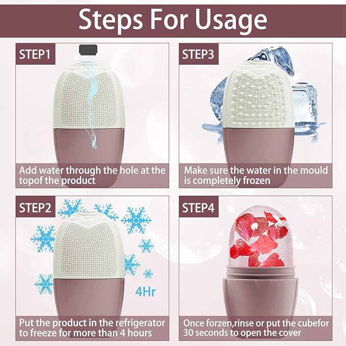 XHJRI Ice Face Roller Massager,Ice Cube Roller for Face, Eyes and Neck Naturally Conditioning and Skin Care,De-Puff Eye Bags,Reduce Migraine Pain,Reusable Massage Silicone Ice Mold (New Brown)-Velvo Beauty