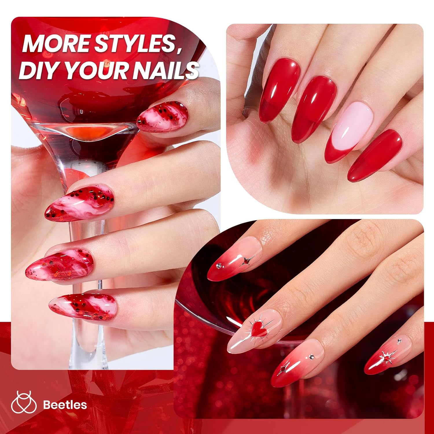 Beetles Jelly Red Gel Nail Polish - 15ML Fall Red Neutral Sheer Gel Polish Translucent Effect Soak Off UV French Nail Art Manicure Salon Gift for Women-Velvo Beauty