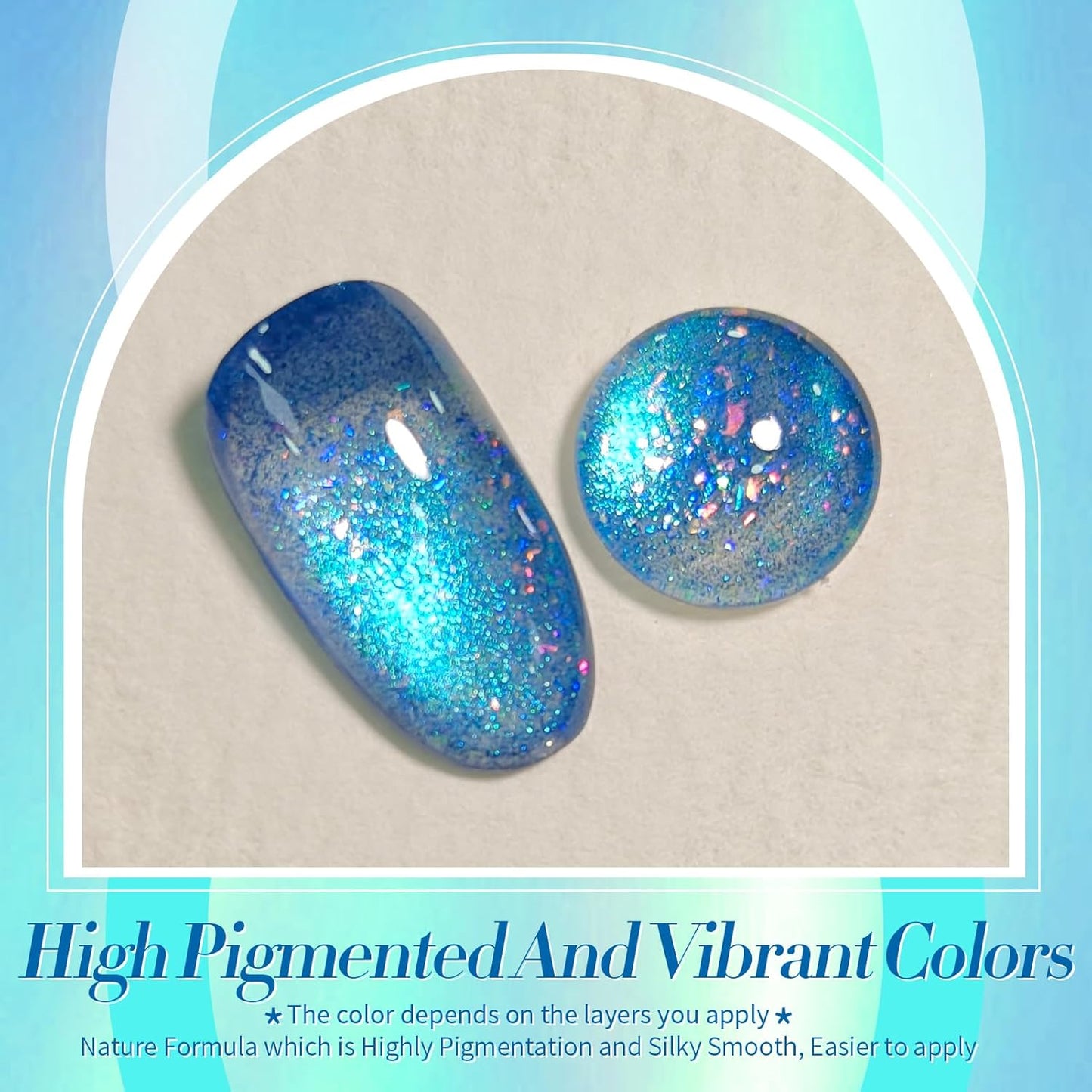 BORN PRETTY Blue Cat Magnetic Eye Gel Nail Polish Shimmer Glitter Holographic Aurora Blue Magnetic Gel Polish Nail Art Manicure DIY at Home 15ML-Velvo Beauty