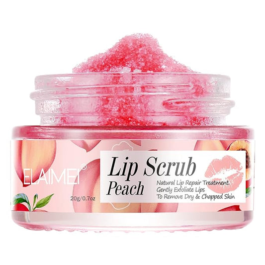 Lip Scrubs Exfoliator & Moisturizer, Lip Repair for Lush Soft Lips, Lip Moisturizer for Chapped Dry and Flaky Lips Treatment (Peach)-Velvo Beauty