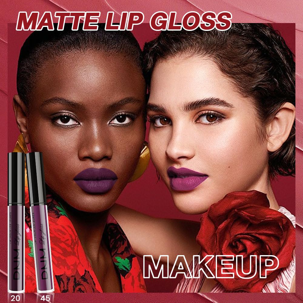 evpct 3Pcs Dark Purple Mauve Plum Maroon Matte Liquid Lipstick Lip Stain Sets for Women Matte+Lipstick Long Lasting Permanent 24 hr Hours Magic Lipstick 24 Hours original Waterproof 22#-Velvo Beauty