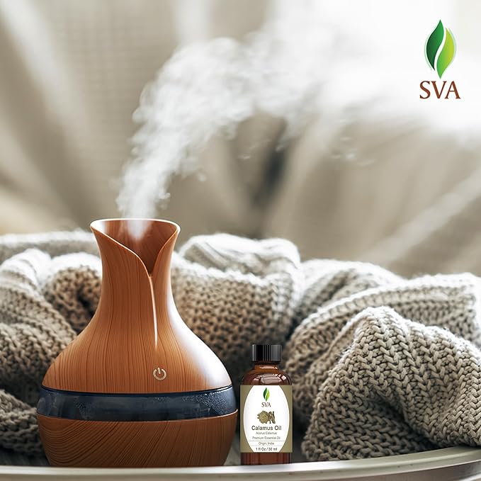 SVA Calamus Essential Oil – 1 Fl Oz – 100% Natural Calamus Oil - for Diffuser, Hair Care, Face, Skin Care, Aromatherapy, Scalp and Body Massage, Soap and Candle Making – with Dropper-Velvo Beauty