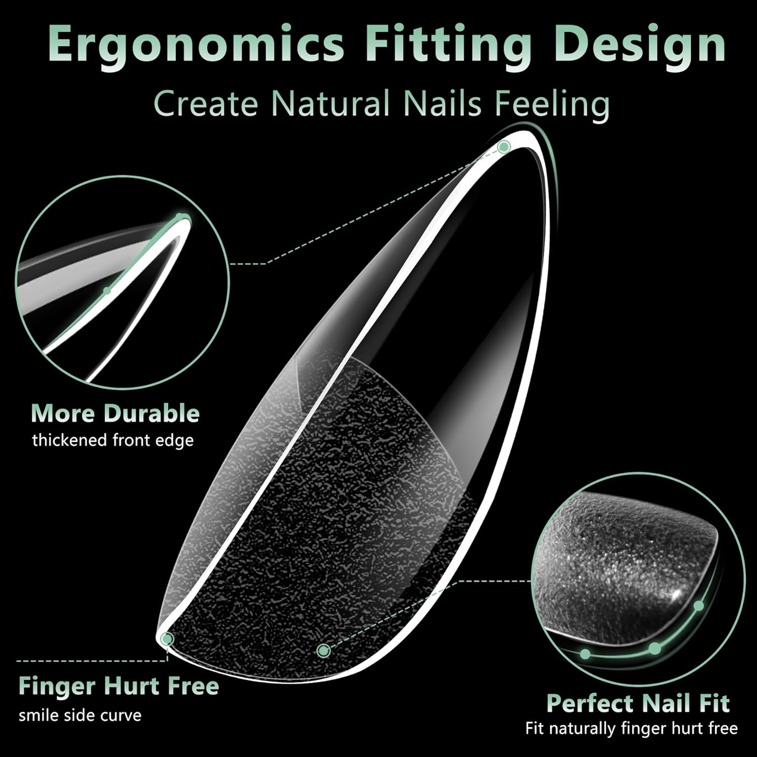 Medium Almond Nail Tips, 216pcs Acrylic Fake Nails Gel Nail Tips Soft, Full Cover Pre-Shaped Matte Clear Press on Nails for Extension, Diy at Home Manicure 12 Sizes-Velvo Beauty