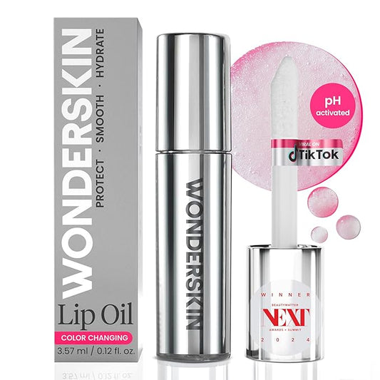 Wonderskin Lip Oil Rehab Serum - Color Changing Lip Oil from Clear to Pink - PH-activated, Non-sticky & Hydrating Tinted Serum for Dry Lips (Kissed)-Velvo Beauty