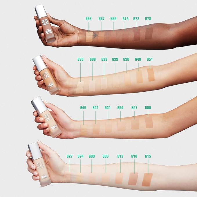 3INA The 24H Foundation 672-24H Long-Wearing Formula - Medium To High Buildable Coverage - Smooth Matte Finish - Expanded Shade Selection - Waterproof, Cruelty Free, Vegan Makeup - 1.01 Oz-Velvo Beauty