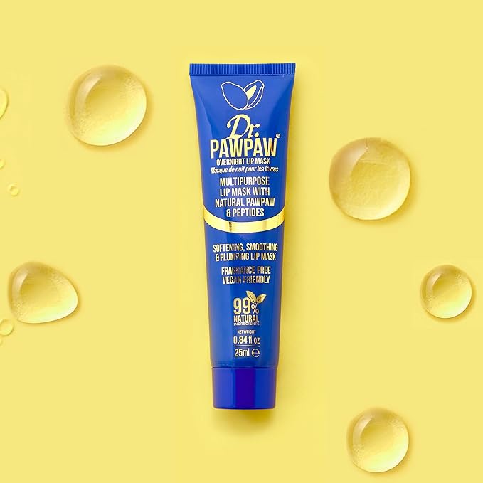 Overnight Lip Mask - Multi-Purpose Balm, Natural Pawpaw & Peptides Smooth Skin, Cracked Lips, Vegan, Ethical Beauty & Fregrance Free (25 ml)-Velvo Beauty