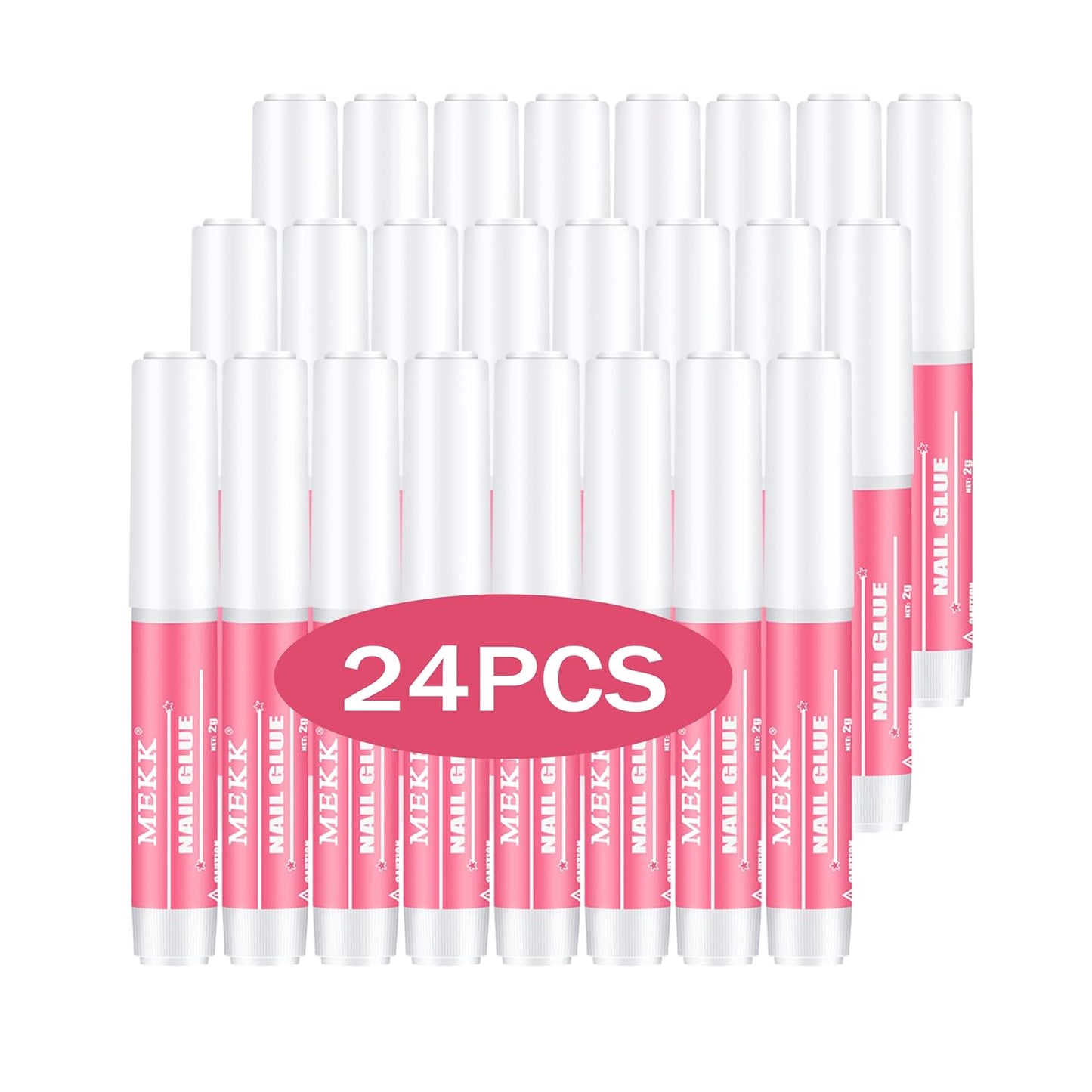 MEKK Nail Glue,Super Strong & Long-Lasting Nail Glue for Acrylic Nails,Press Ons & Nails Tips,Professional Adhesive for Nail Art Supplies,0.07OZ/PCS (24PCS)-Velvo Beauty