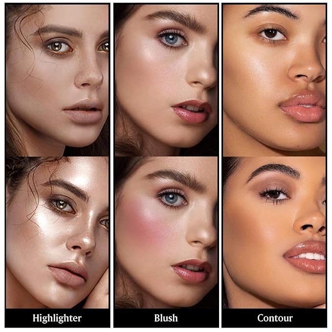 3Pcs Cream Contour Stick Makeup Kit - Cream Blush Stick Highlighter Stick Contour Bronzer Stick for Cheeks, Waterproof Long Lasting Blendable, Contour Stick Trio for Face Makeup (#02, 05, 06)-Velvo Beauty