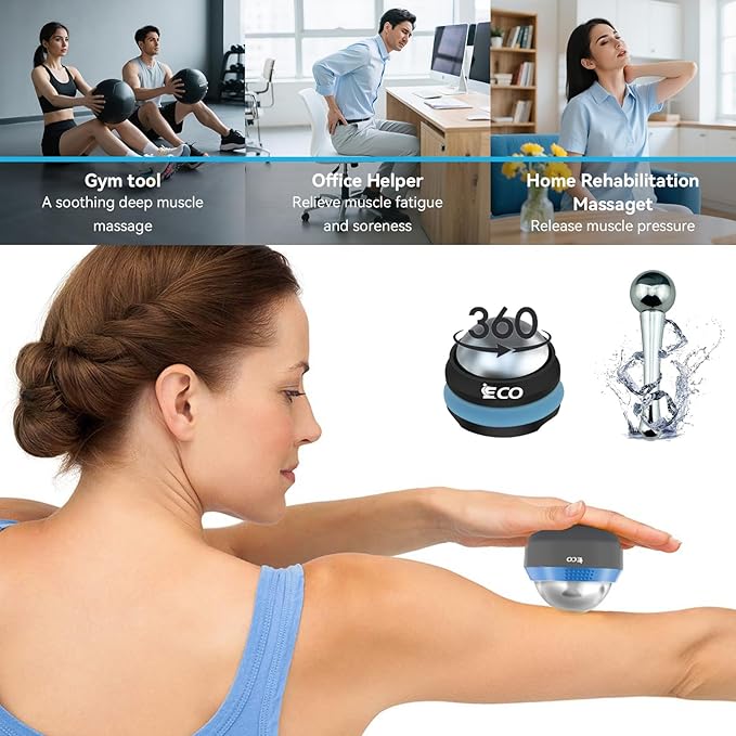 iECO Cryosphere Cold Massage Roller Ball – Ice Cold and Hot for Deep Tissue and Sore Muscle Relief of Stiffness and Stress, Body, Neck, Back, Foot, Plantar Fasciitis, Gifts for Him-Velvo Beauty
