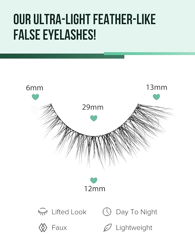 Lashes Natural Cat Eye Lashes Wispy Lashes 13mm False Lashes Wispy Lashes C Curl Strip Eyelashes Thin Cotton Band Soft Fake Eyelashes False Lashes Pack 7 Pairs-Velvo Beauty