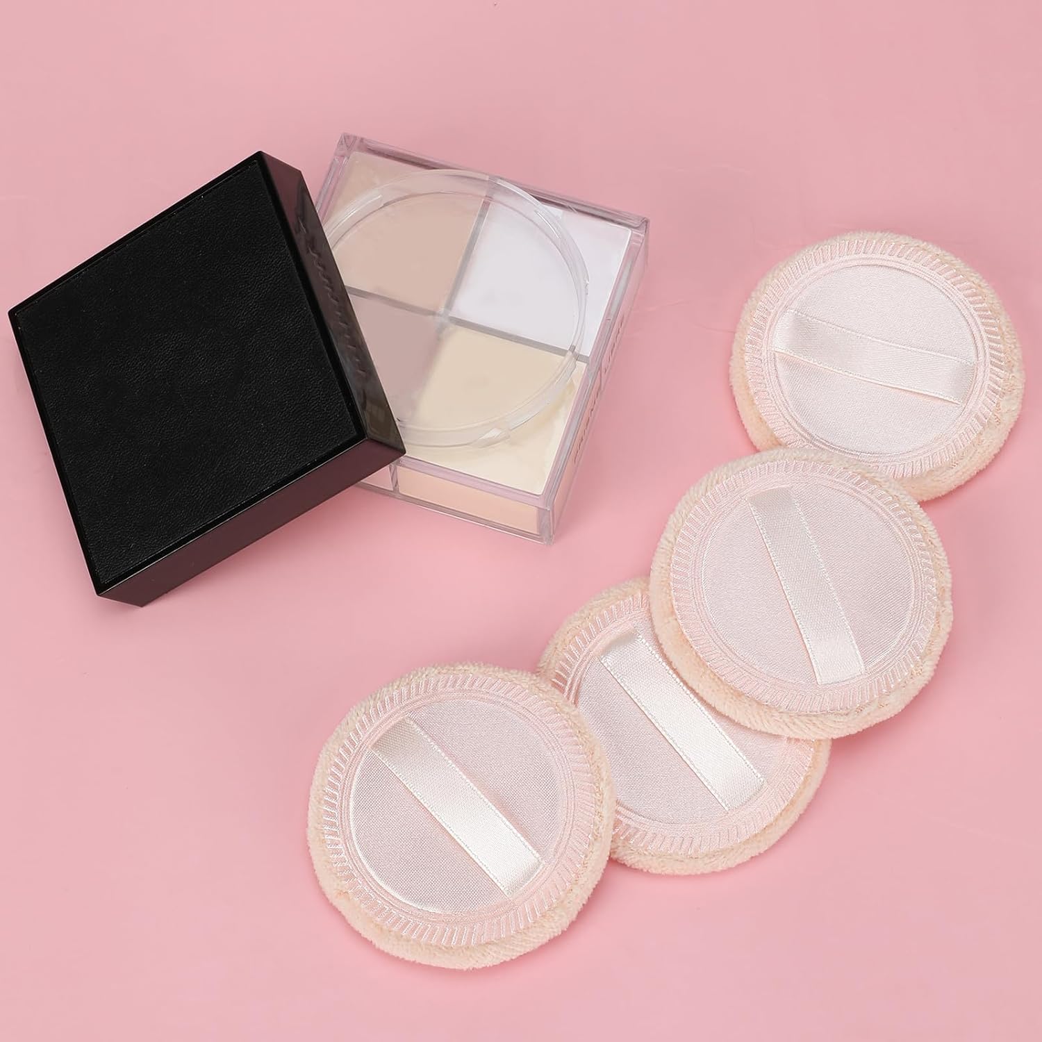 12 Pieces Powder Puffs Cotton Makeup Pads Soft Face Compact Puffs for Loose Setting Pressed Powder, 2.36 Inch (Beige)-Velvo Beauty