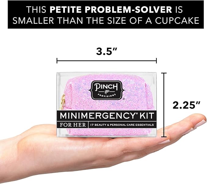 Pinch Provisions Orchid Glitter Minimergency Kit, includes 17 Travel-Sized Cosmetic Essentials, Convenient for Purses, Emergency Beauty Accessories, Gifts for Holiday’s & Birthday’s-Velvo Beauty