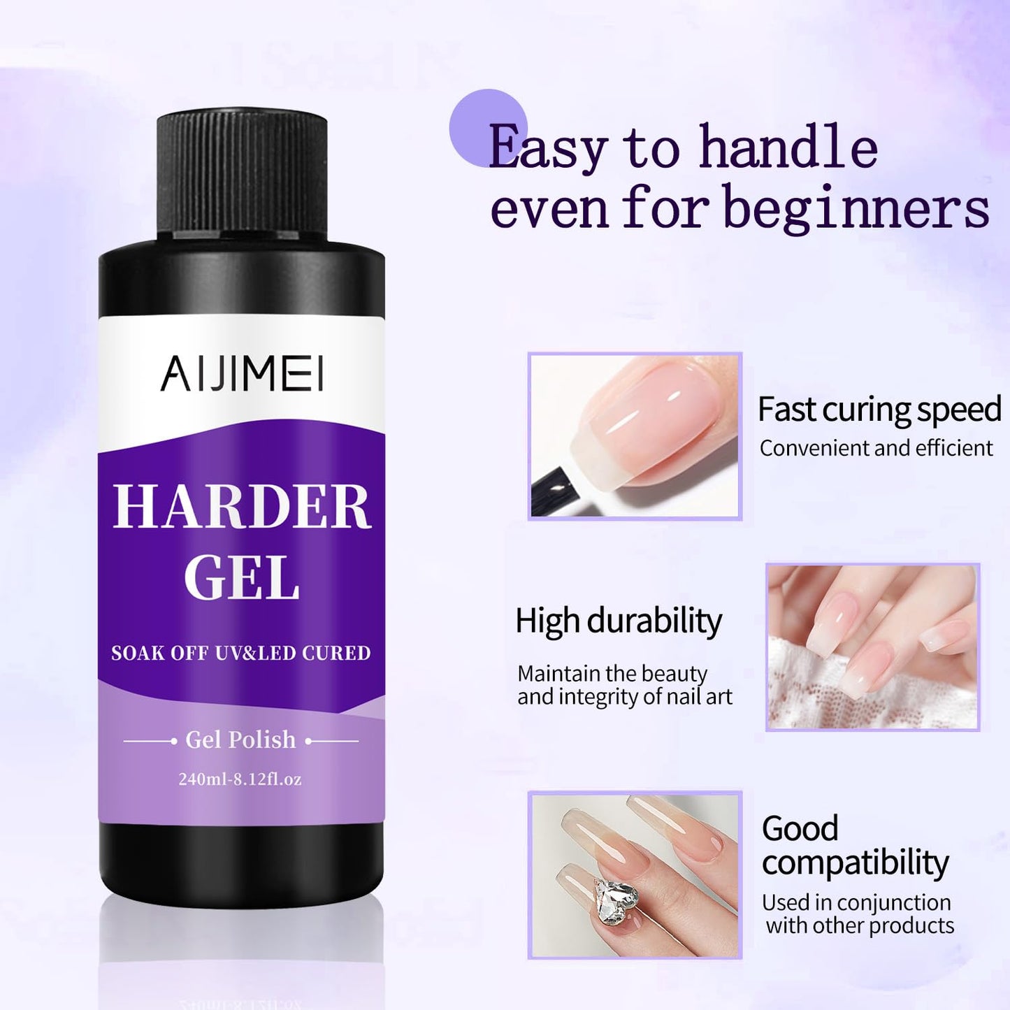 Harder Gel Builder Gel Nail Builder Strengthener for Art Versatile Use for All Nail Types, Fast Drying Gel Extension 8 Fl Oz-Velvo Beauty