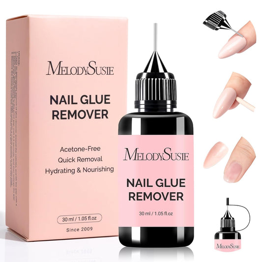 MelodySusie 30ML Nail Glue Remover for Press on Acetone Free Nail Polish Remover Multi-Functional Remover for Nails Tips Gentle Glue Remover for Gel x Nails for Home Salon-Velvo Beauty