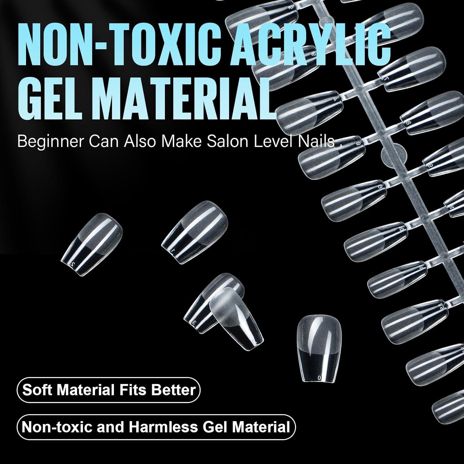 TOMICCA Medium Coffin Nail Tips, 240Pcs Half Matte Nail Tips, 15 Sizes Nail Extension Tips Set, Full Cover Pre Shaped Fake Nails for Beginner and Professional DIY Nail Salon-Velvo Beauty