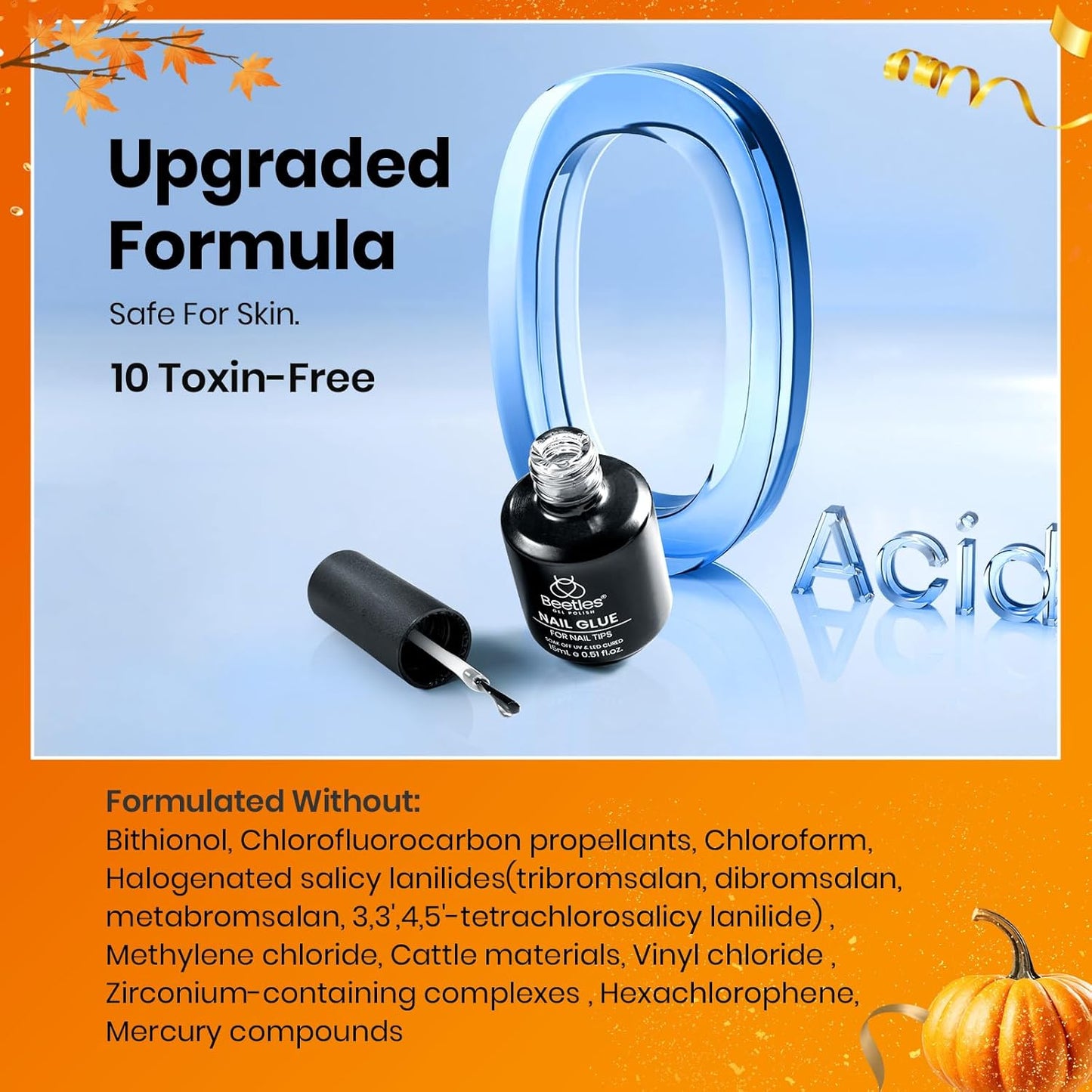 Beetles Gel Polish 9 in 1 Nail Glue with New Formula, 0.5 Fl Oz Super Strong Brush in Nail Gel Glue for False Nails Tips, Rhinestone, Base Gel, Blooming Nail Gel-Velvo Beauty