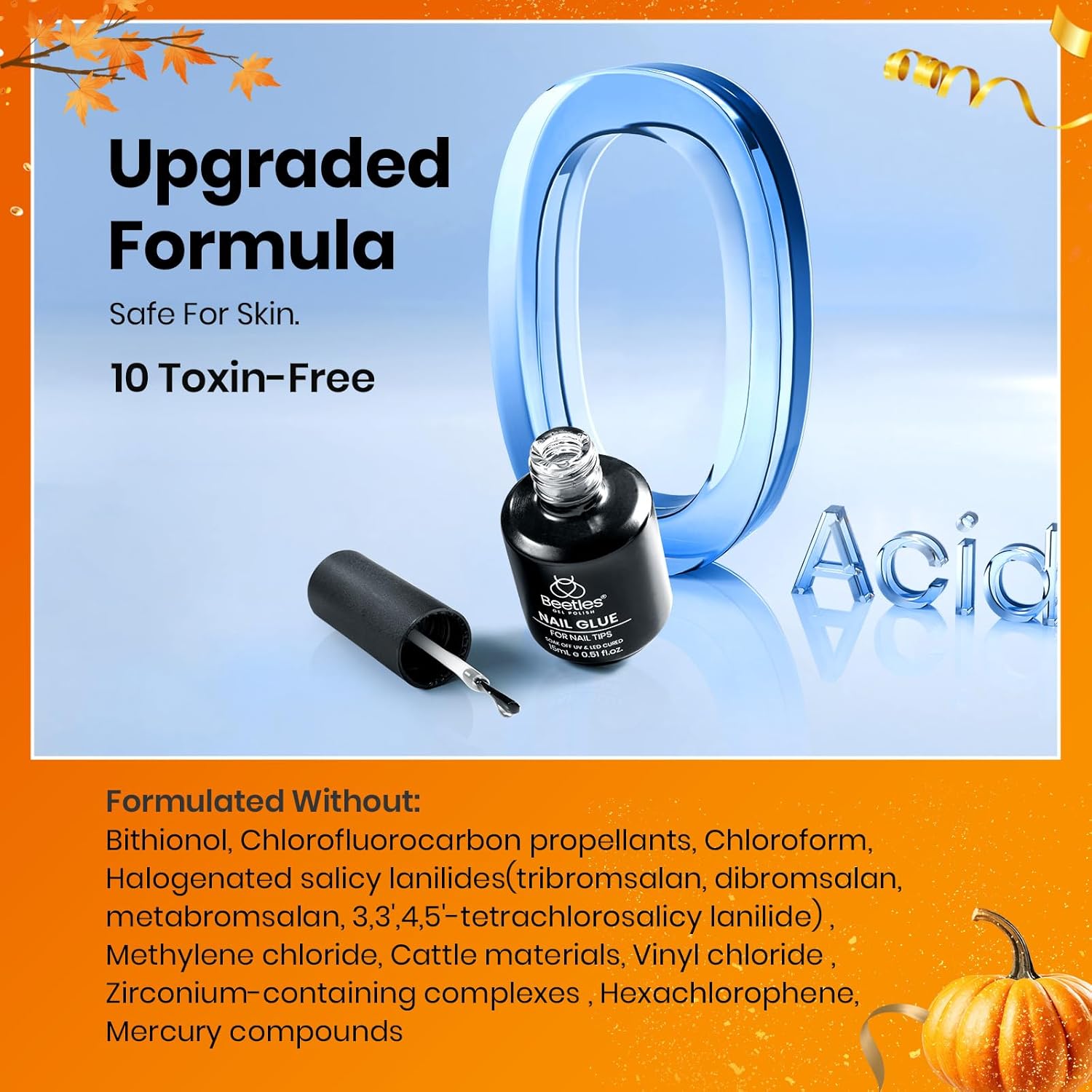 Beetles Gel Polish 9 in 1 Nail Glue with New Formula, 0.5 Fl Oz Super Strong Brush in Nail Gel Glue for False Nails Tips, Rhinestone, Base Gel, Blooming Nail Gel-Velvo Beauty