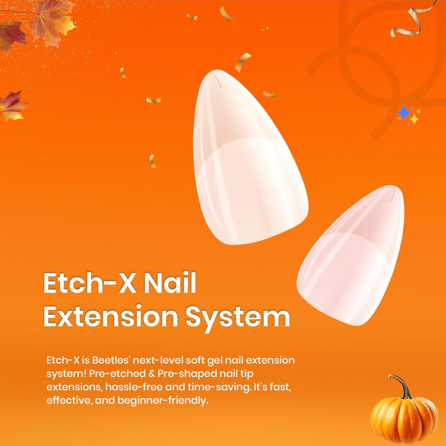 Beetles Extra Short Almond Nail Tips, 12 Sizes 288 PCS Pre-Shaped Clear Full Cover Etch Gel Nail Tips Clear Acrylic Nails Glue on Nails for Girls Women Nail Art Design,Nail Glue Needed-Velvo Beauty