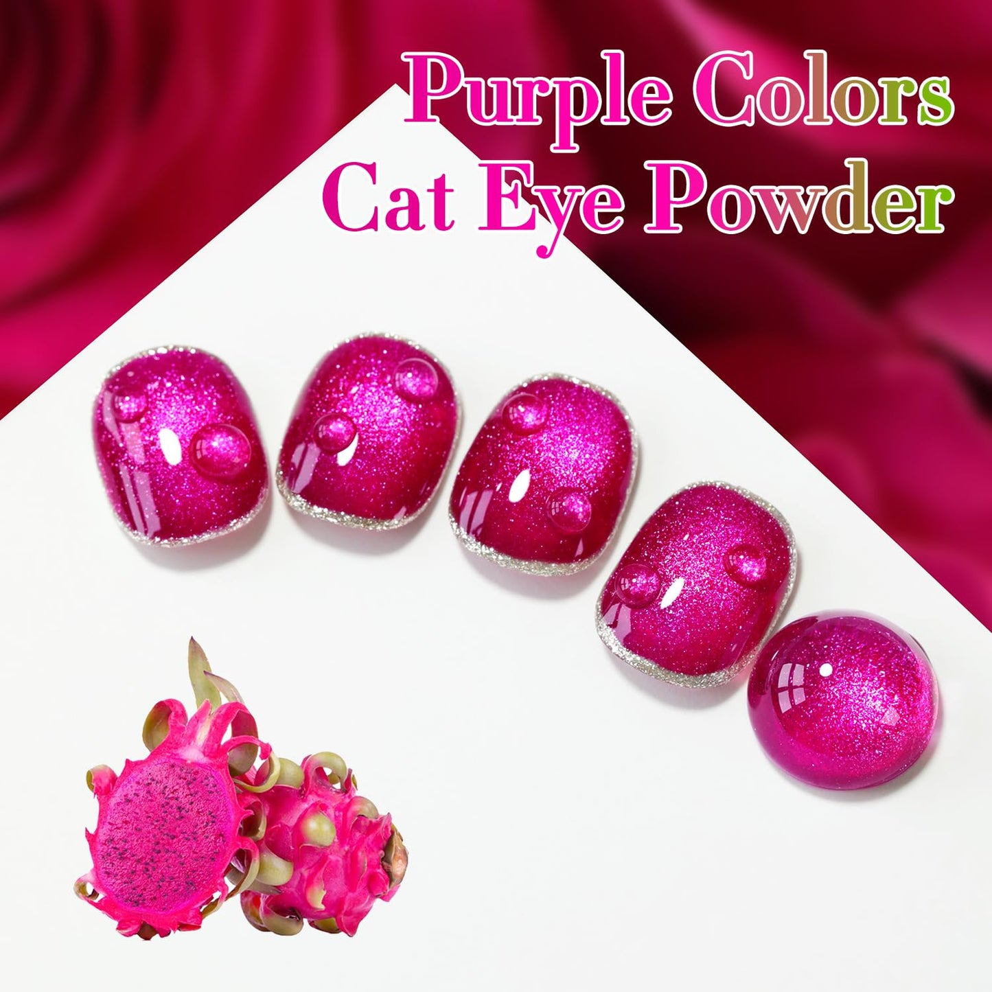 Double Rhythm 15ML Ice Glass Cat Eye Gel Polish with Magnet Holographic Glitter Shimmer Translucent Sheer Color Salon Soak Off Magnetic at Home (Pitaya Purple-MC1072)-Velvo Beauty